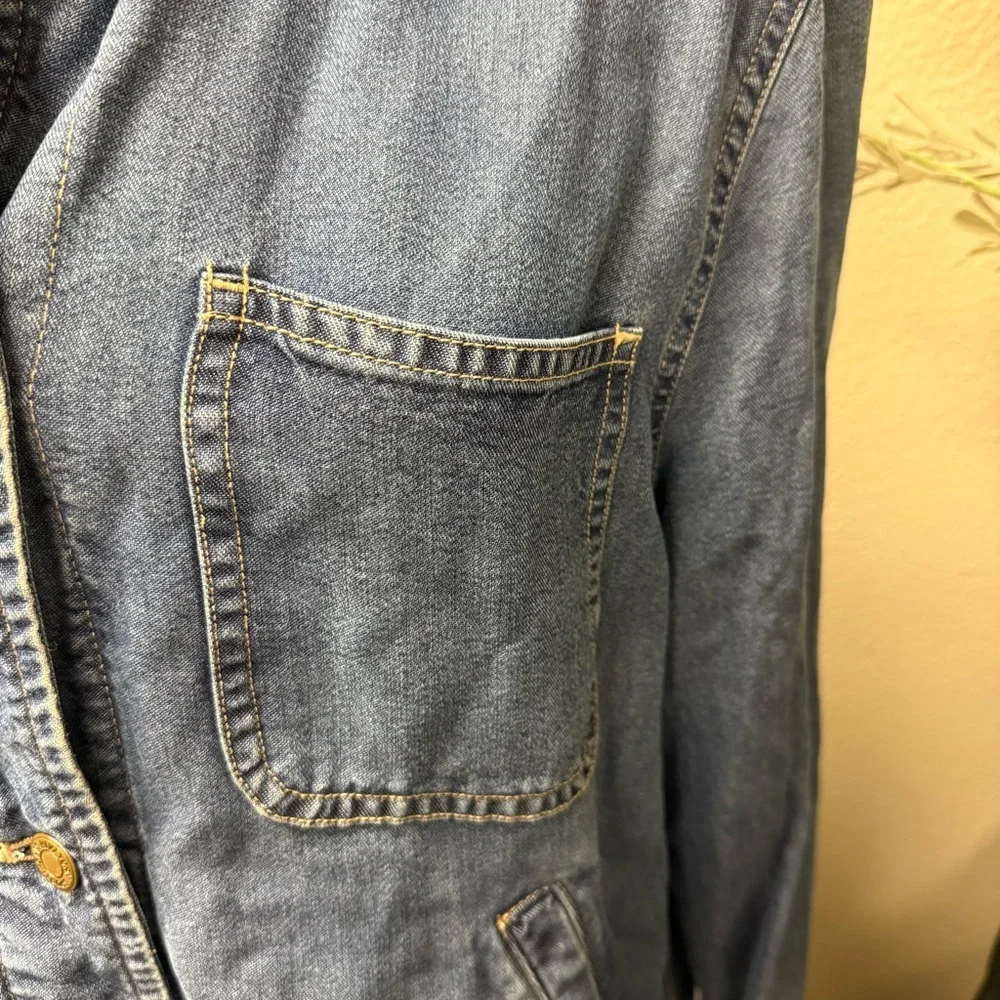 Jones New York Sport Denim Utility Jacket Large Blue Button Front Vintage 90s - Picture 4 of 12